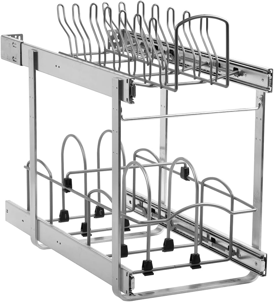 Knape & Vogt Simply Put 11-in W x 19.75-in 2-Tier Pull-Out Cookware Organizer