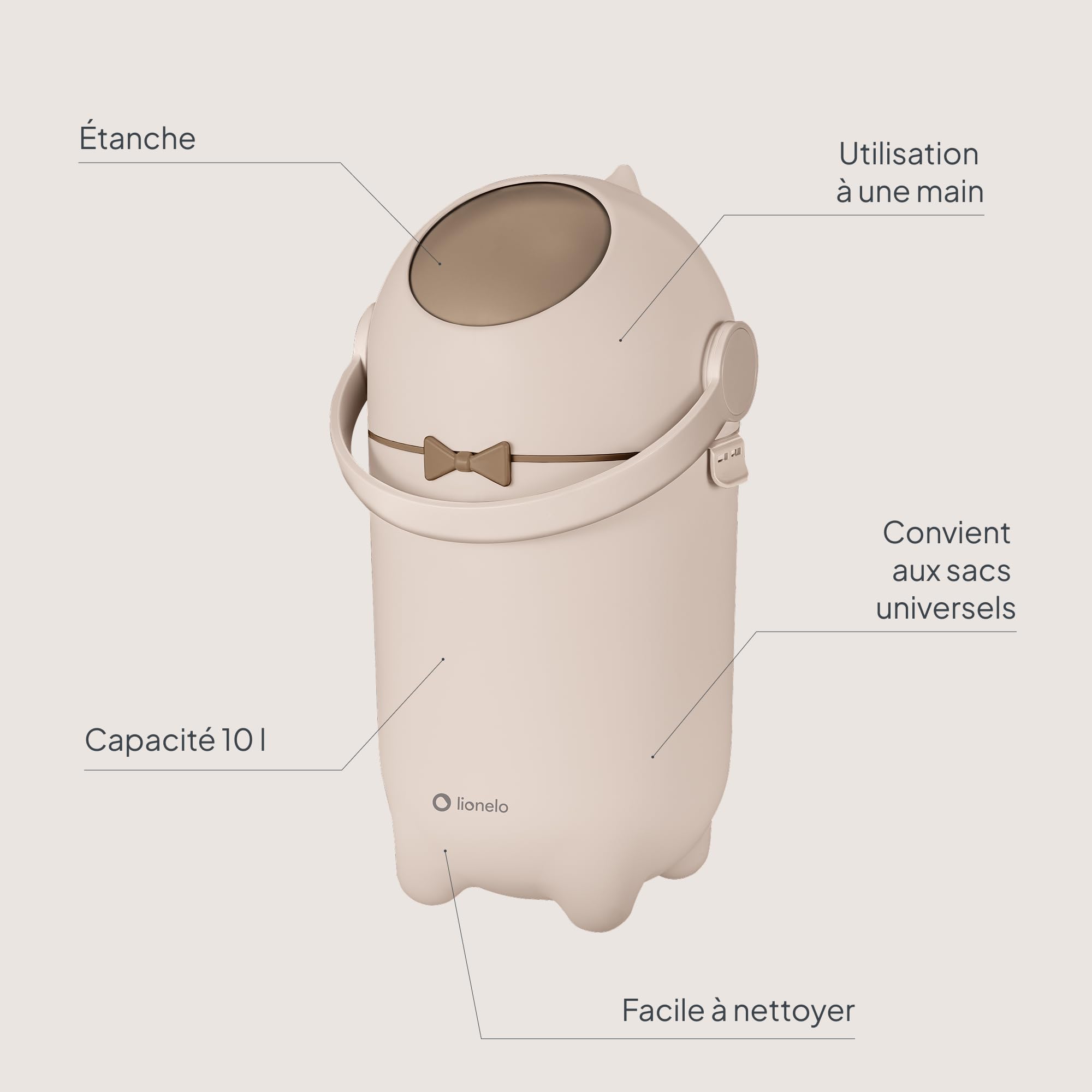 Lionelo Purebin poubelle à couches anti-odeurs 10 L