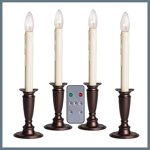 Miniatura 7 de Juego de 4 velas para ventana con pilas con mando a distancia - (Latón Brillante)