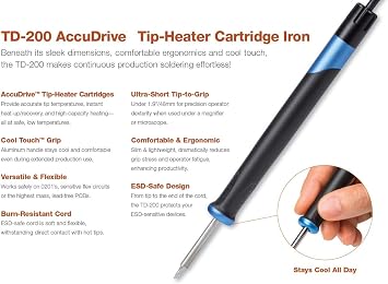 PACE ADS200 Professional Soldering Station with 3 Tip Bundle - AccuDrive-Compatible High Powered, 120VAC