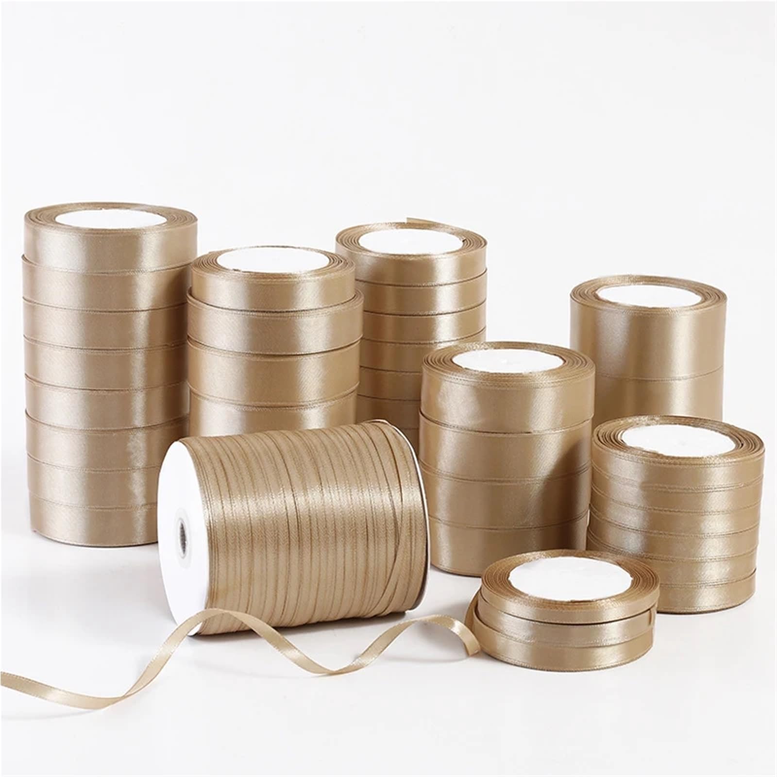 2 Rotolo 90M/Roll Champagne Nastri di Raso Confezione Regalo Corona Decorazione Archi Dei Capelli Fare FAI DA TE Fatti A Mano Forniture Nastro Per Decorazioni(4cm x 90m)