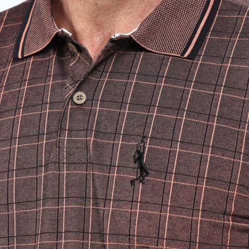 Camisa Polo Xadrez Masculina Piquet Jacquad Algodão Manga Curta