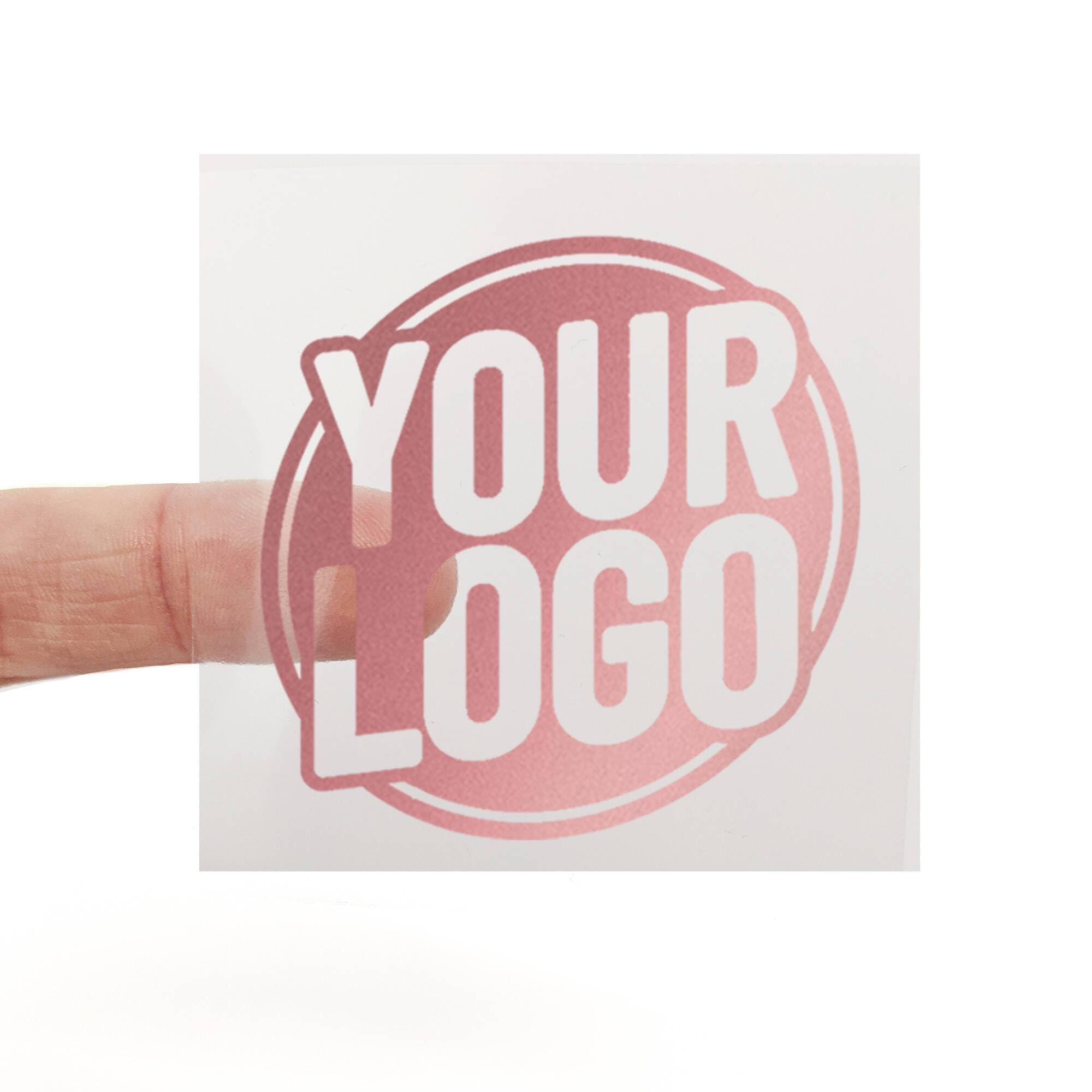 Custom Foiled Stickers - 60mm Transparent Square Labels - Personalised Clear Metallic Logo Stickers - Gold, Silver, Rose Gold, or Rainbow Holographic (Rose, 120 Labels (10 Sheets))