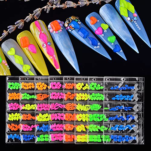 Qimyar NAILSTONES021-03F Mixed Shape Fluorescent Rhinestones Crystal For Acrylic Nail Art Decoration Flatback 3D Nail Crystals Gems Stones Diy Nail Crafts Beauty Makeup Party Neon Color thumb #2