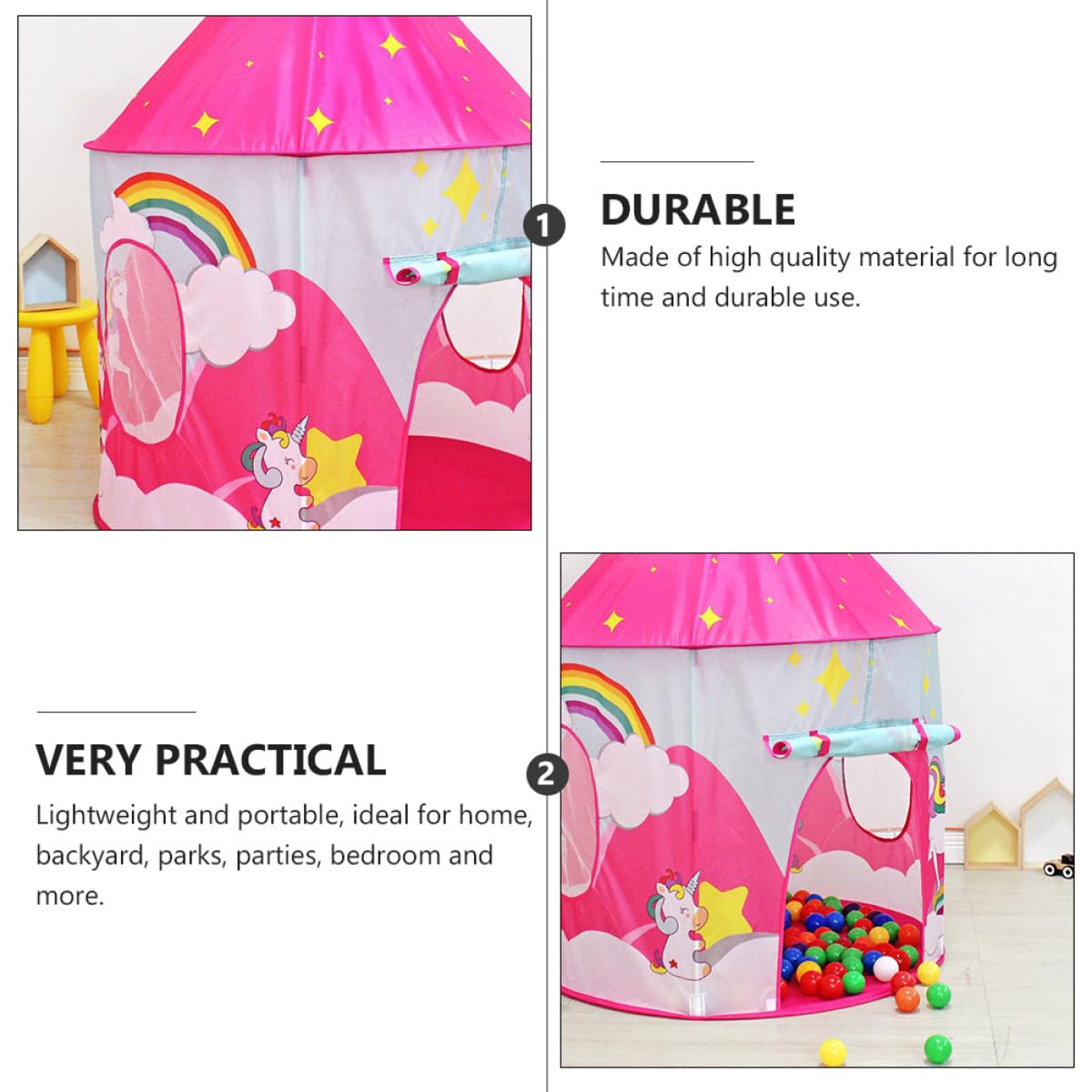 Toyvian Gioco per Bambini Rosa Poliestere e Portatile Porte Arrotolabili per Parchi e Cortili