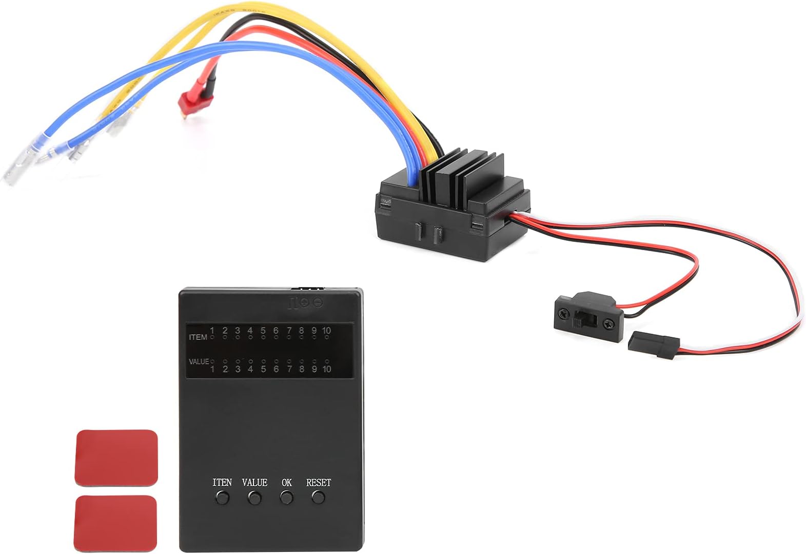 CHICIRIS Esc Brushed Electronic Speed Controller Waterproof 80A with Program Card for 1/8 1/10 RC Cars, High Performance with Automatic Throttle Calibration