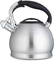 Vista 1 de Easyworkz Hervidor de té silbante de acero inoxidable de grado alimenticio con silbato fuerte, 2.4 cuartos de galón (2.3 l)