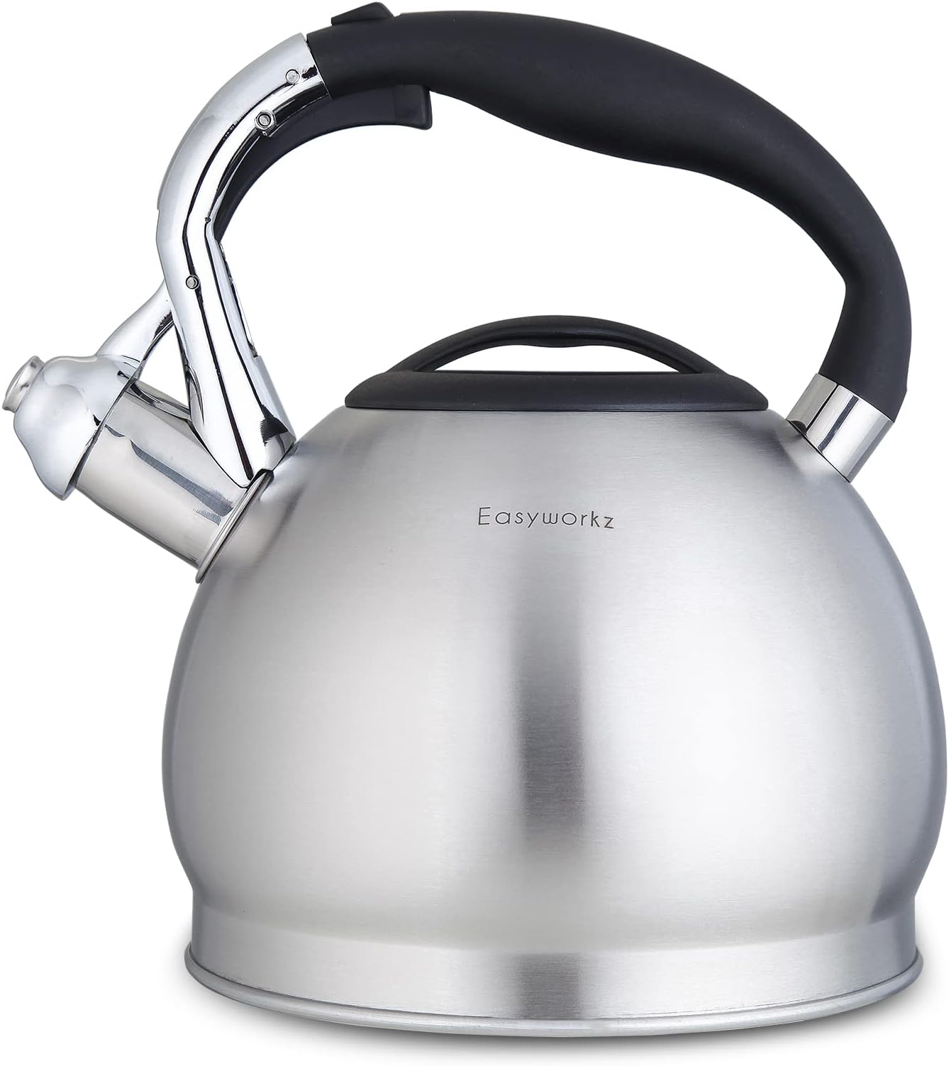Easyworkz Whistling Stovetop Tea Kettle Food Grade Stainless Steel Hot Water Tea Pot With Loud Whistle, 2.3 l