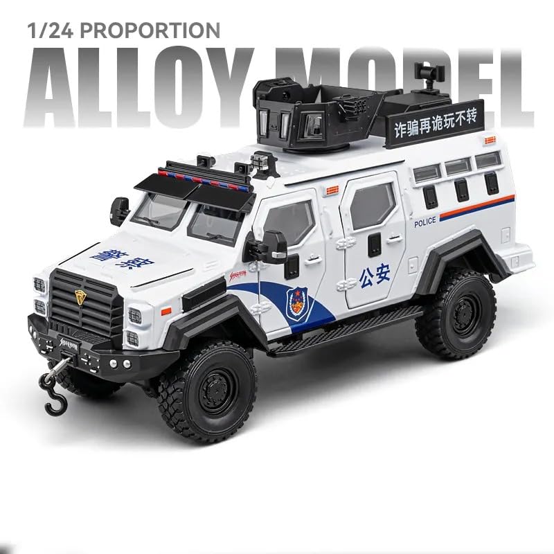 FUNABLO Scale Exclusive Alloy Metal Pull Back Die-cast Car Model with Sound Light Mini Auto Toy for Kids Metal Model Toy Car with Sound and Light (1.24 Scale Saber Toothed Tiger -White)