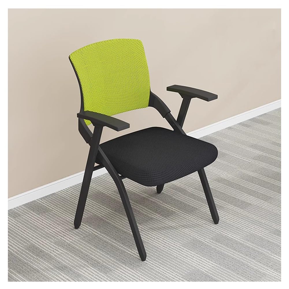 MYUYEE Folding Conference Room Chairs, With Lumbar Support, Armrest And Writing Board, Mesh Back Chairs, For Office Meeting And Training Room Chair (Green-A-57X49X87 Cm)