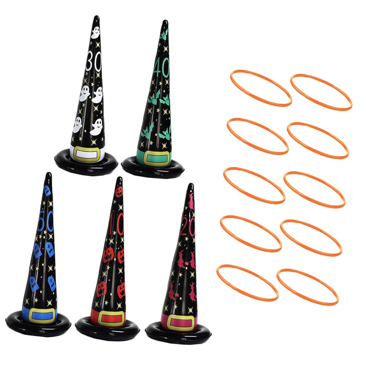 SUPVOX Inflatable Witch Hat Ring Toss Game Halloween Accessories for Boys and Girls Outdoor Party Supplies