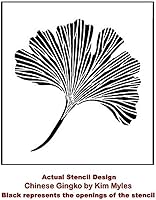 Vista 3 de Plantilla de pared de ginkgo chino - Plantillas florales para paredes - Diseños de plantillas de flores - Plantilla reutilizable para pintar paredes