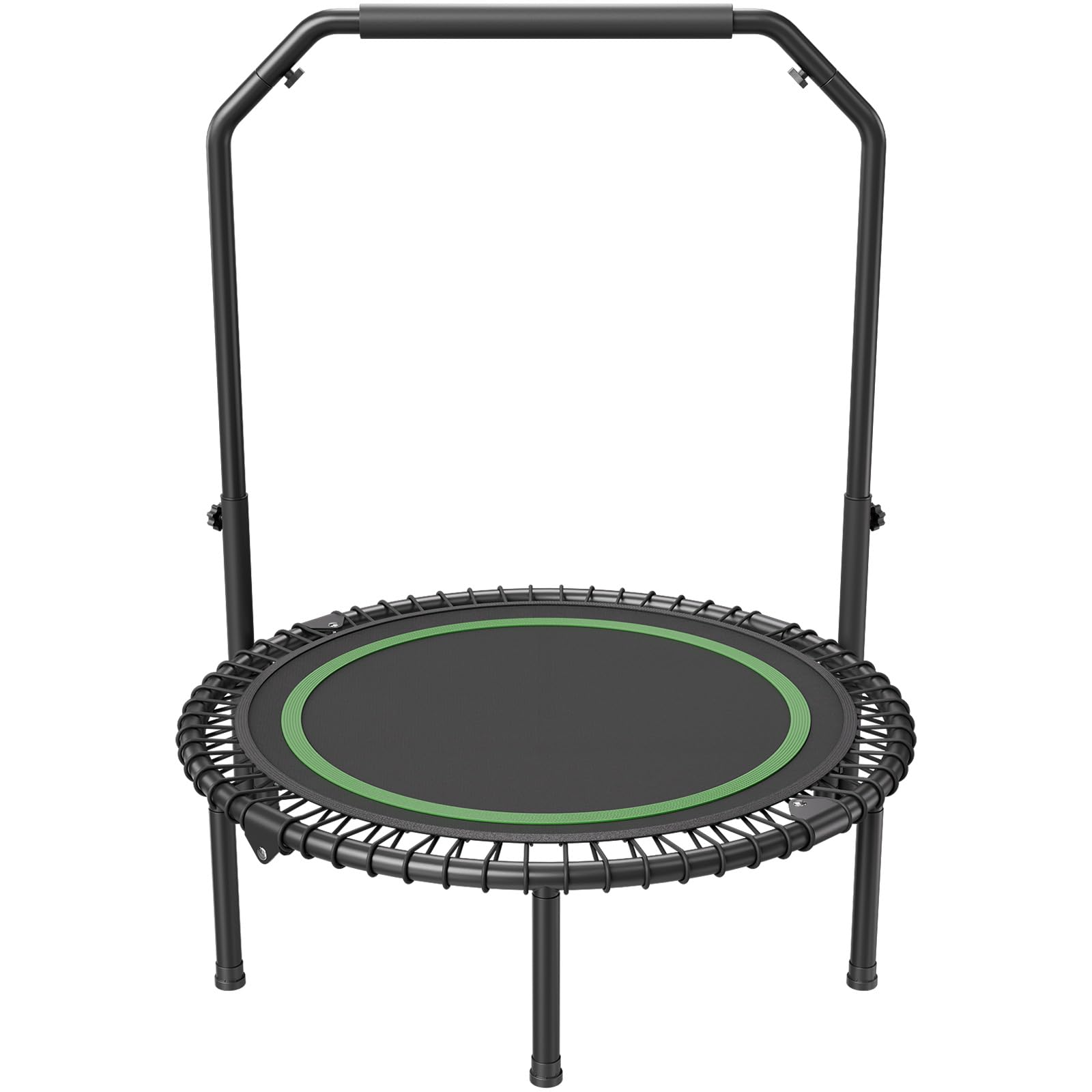 VEVOR Mini Trampoline Pliable, 1027 mm, Fitness rebounder, Charge Max. 150 kg, Stable et Silencieux avec poignée en Mousse réglable en Hauteur à 4 Niveaux, pour entraînement intérieur/Jardin Adultes
