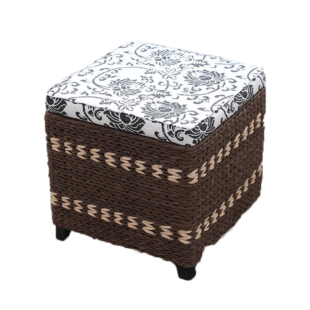 Pouf repose-pieds avec coffre de rangement marron 50x30cm pour salon