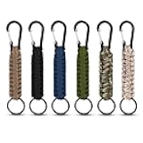 6 Pack Paracord Keychain with Carabiner Braided Lanyard Key Chain Paracord Carabiner Clip for Keys Backpack Paracord Keychain Ring for Men Women Heavy Duty Hook for Outdoor Survival Camping Hiking