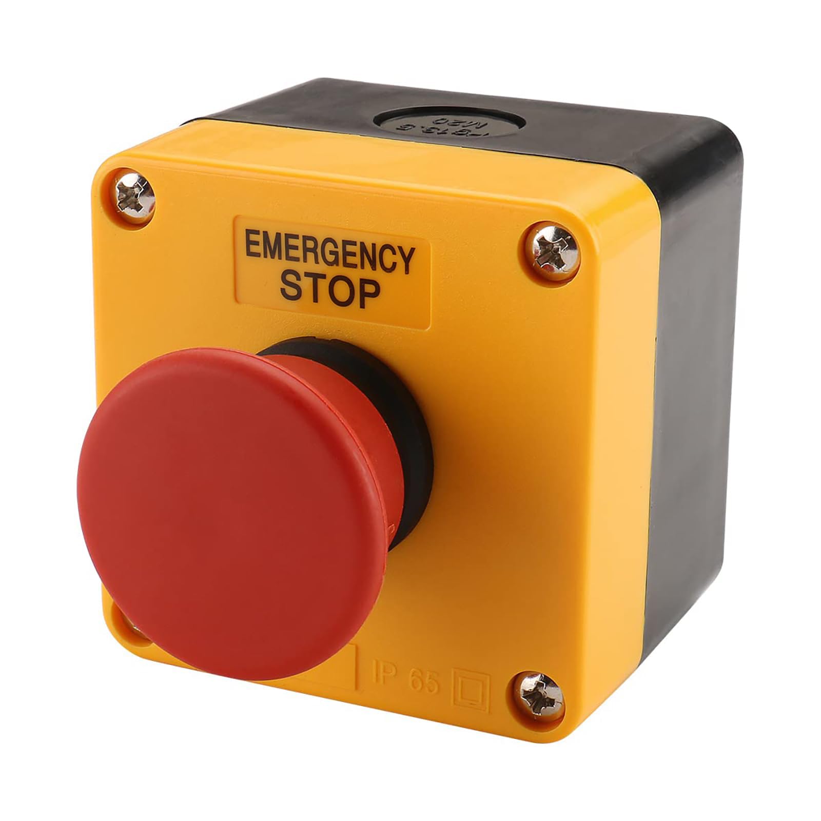 Baomain Red Sign Momentary Emergency Stop Weatherproof Push Button Switch 660V with Box