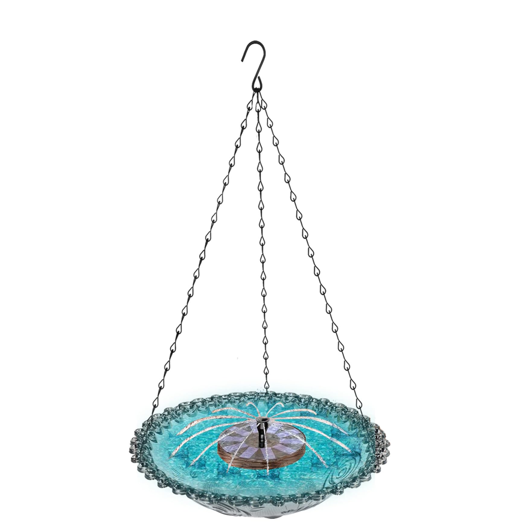 Fontaine solaire suspendue bain d'oiseaux fontaine flottante jardin terrasse gris