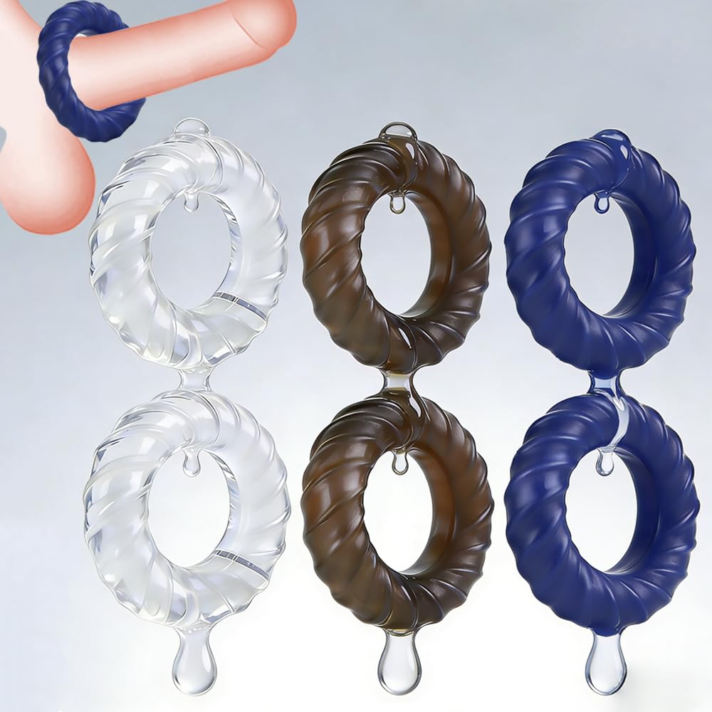 6PCS Cock Rings Set for Men Silicone Penis Ring Cockring Couples Sexual Stimulation Device Enhances Penis Size Thickness