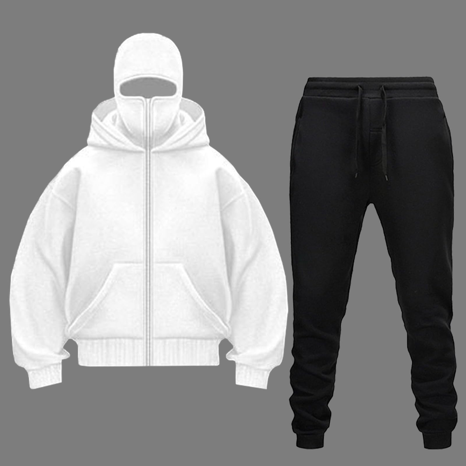 Generisch Tuta da jogging da uomo, 2 pezzi, per il tempo libero, da uomo, invernale, con cappuccio, giacca e pantaloni da jogging, traspirante, per l'autunno, l'inverno, caldo, comfort