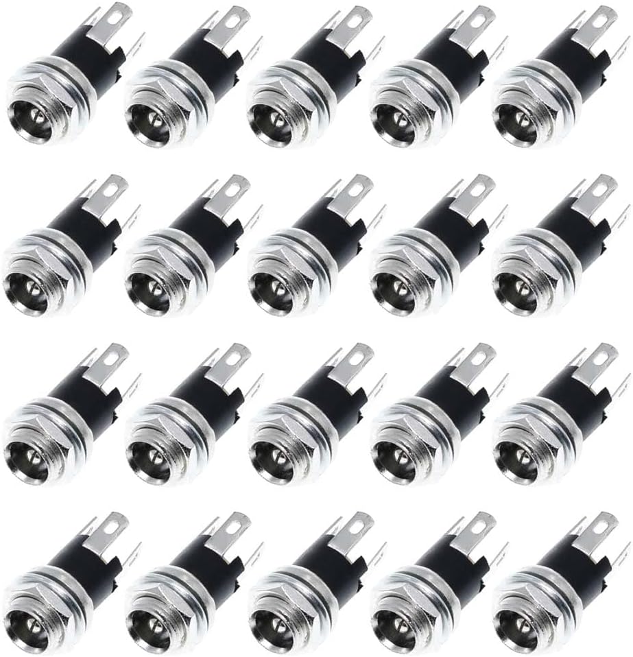 Makator AE 20pcs DC Power Supply Jack Socket Female Panel Mount Connector 3-Pin 5.5 x 2.1mm