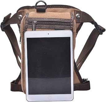 Canvas Drop Leg Bag Outdoor Waist Pack for Men Women Tactical Military Motorcycle Bike Cycling Multi-Pocket Waist Fanny Pouch Travel Hiking Climbing Thigh Bag Pocket