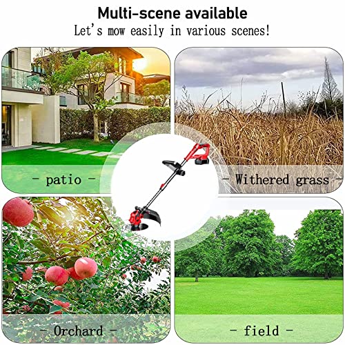QMCVL Accu-grasmaaier, 3-in-1 telescopische grasmaaier, licht en krachtig, met 24 V-accu en oplader, geschikt voor alle soorten tuin, park, boerderij, fruittuinen (rood) - Afbeelding 8