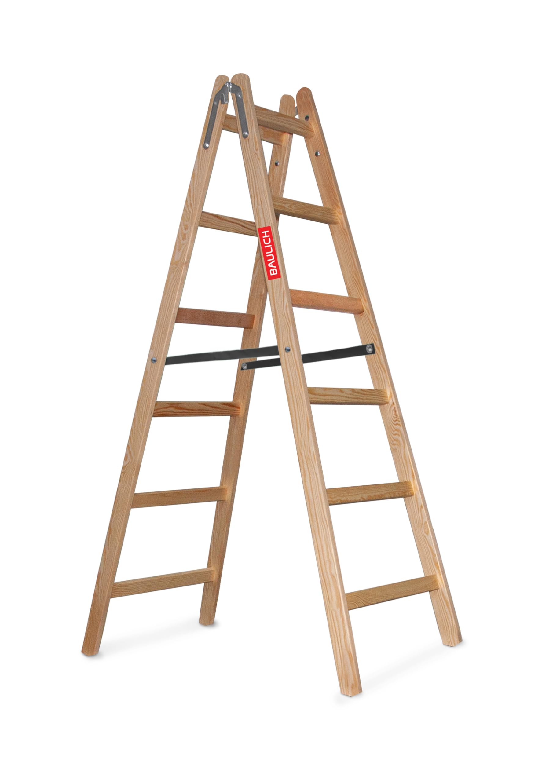 Scala da pittore in legno 2x6 - Struttura regolabile e pieghevole - Gradini impregnati per lavori di ristrutturazione, pittura di interni e restauro