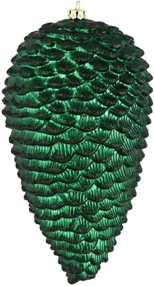 Vickerman 10" Pinecone Christmas Ornaments in Glitter Midnight Green (Set of 2)