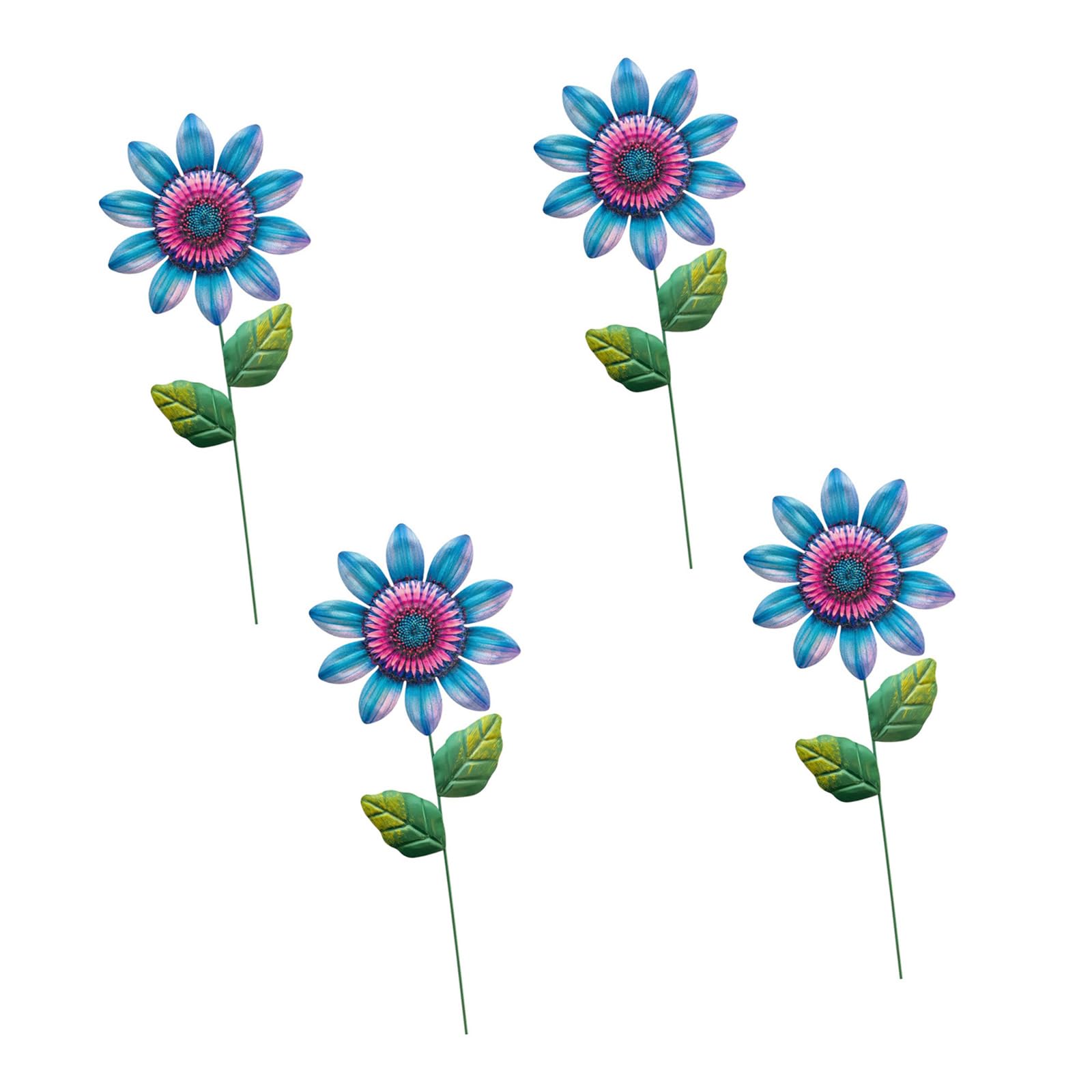 Metal Sunflower Yard Accent Stakes Set of 4Pcs for Flower Beds, Courtyard Displays, and Garden Border Display Areas Metal Sunflower Garden Stake Decor Flower Bed Stake Decorations Painted Iron Yard