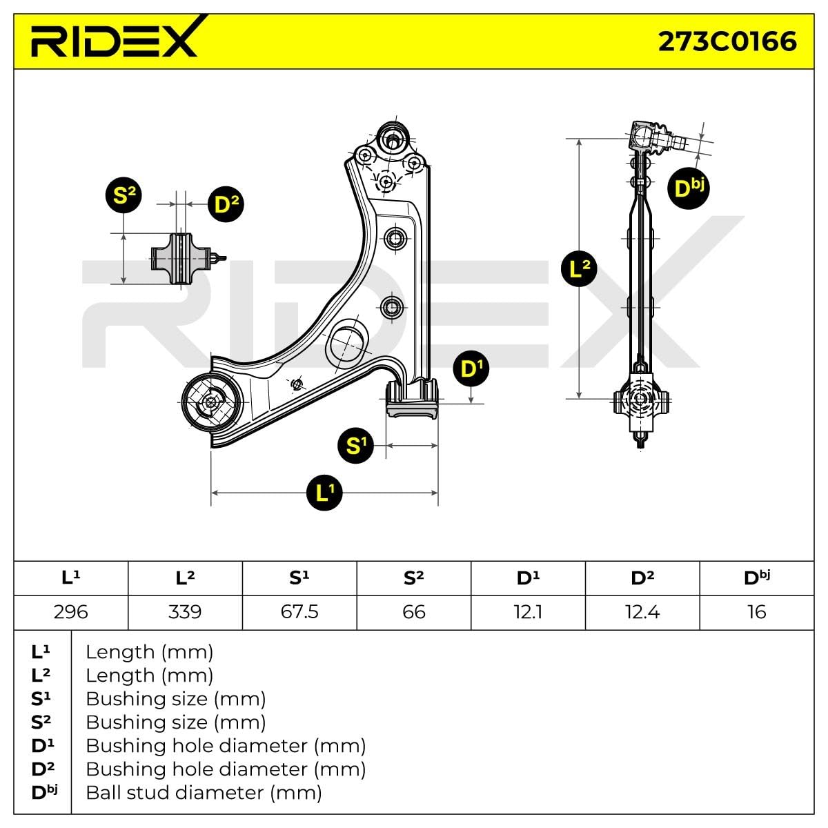 RIDEX 273C0166 Braccio oscillante sospensione ruota Anteriore Sinistra con snodo portante/di guida Compatibilità con OPEL Corsa D Hatchback S07