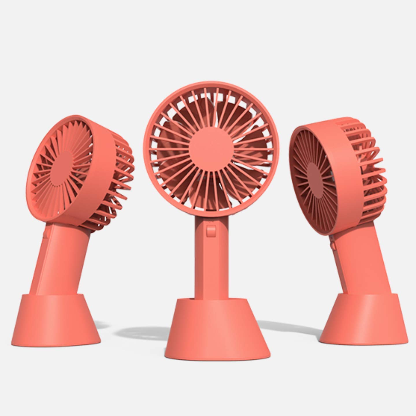 OSEO Portable Handheld Mini USB Fan with Rechargeable 2000 mAh Built-in Battery and Tiltable Stand (Pink)