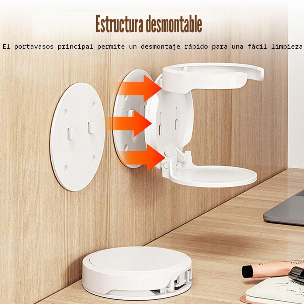 Soporte plegable para bebidas, 2 unidades, soporte de pared sin taladrar, soporte para botellas de agua, montaje en pared para almacenar bebidas y café con un diámetro máximo de 8,3 cm