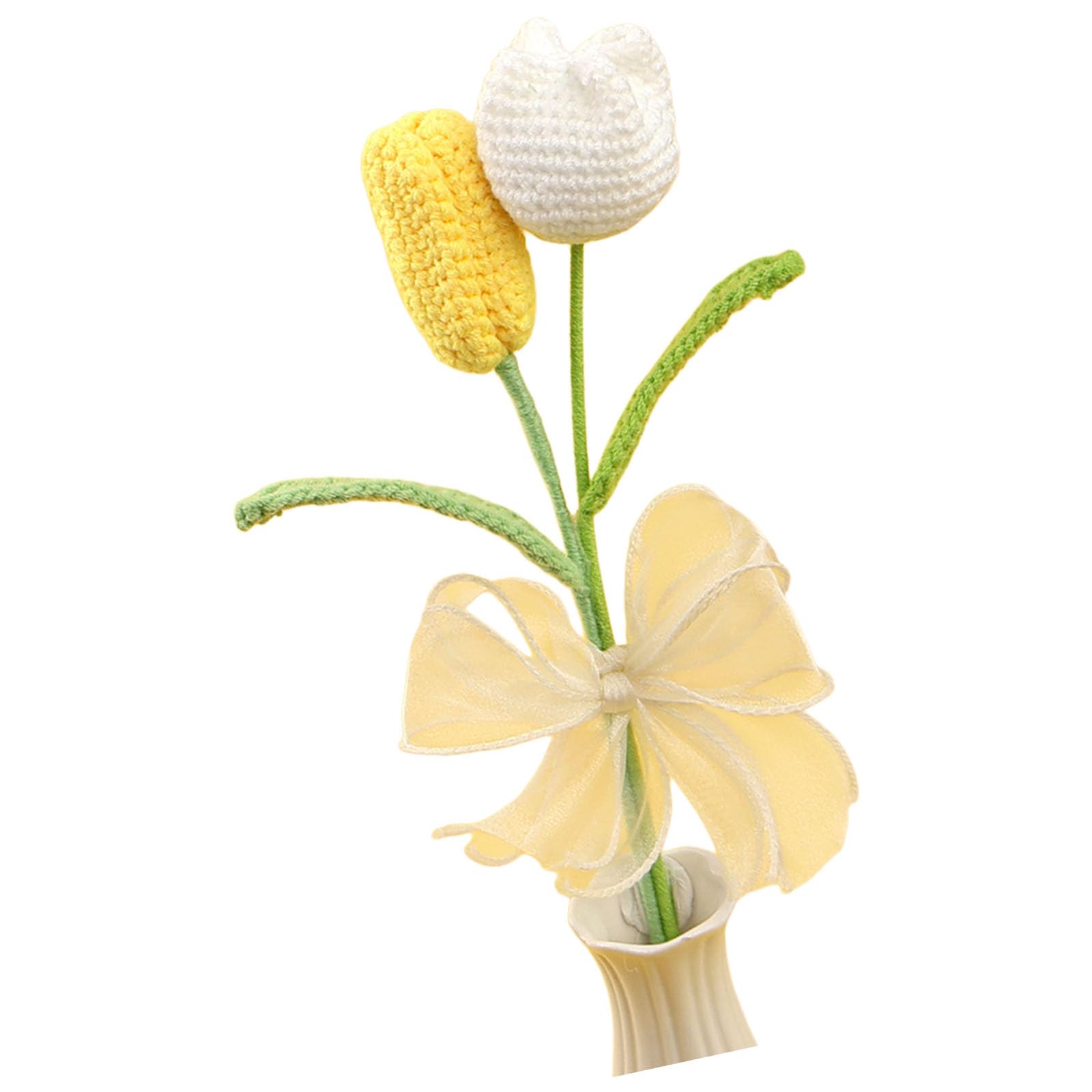 Msioytog Tulips Mixed Bouquet with Soft Yarn for Table Centerpieces Decorative Interlaced Tulips