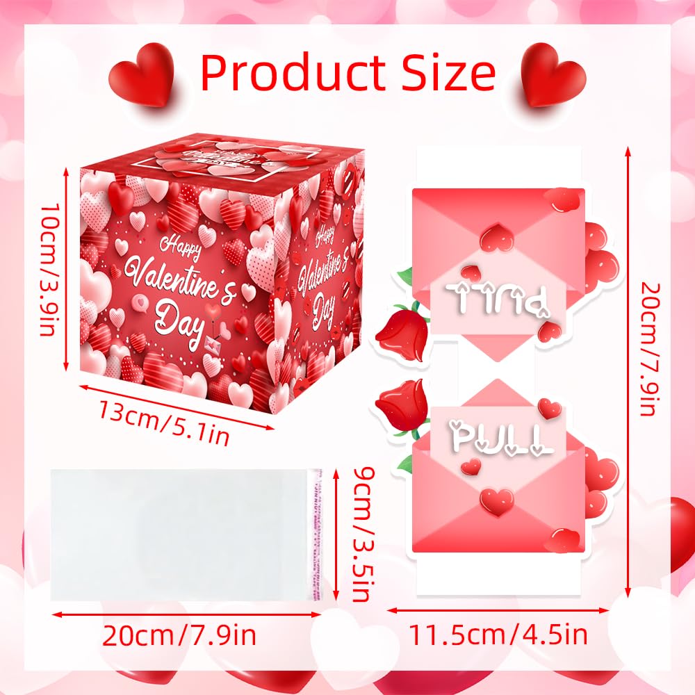 4x Valentinstag-Spardose Mit Grußkarte – Geld Ziehen, DIY | 14 Cm, Bunt, Mit Transparenten Tüten