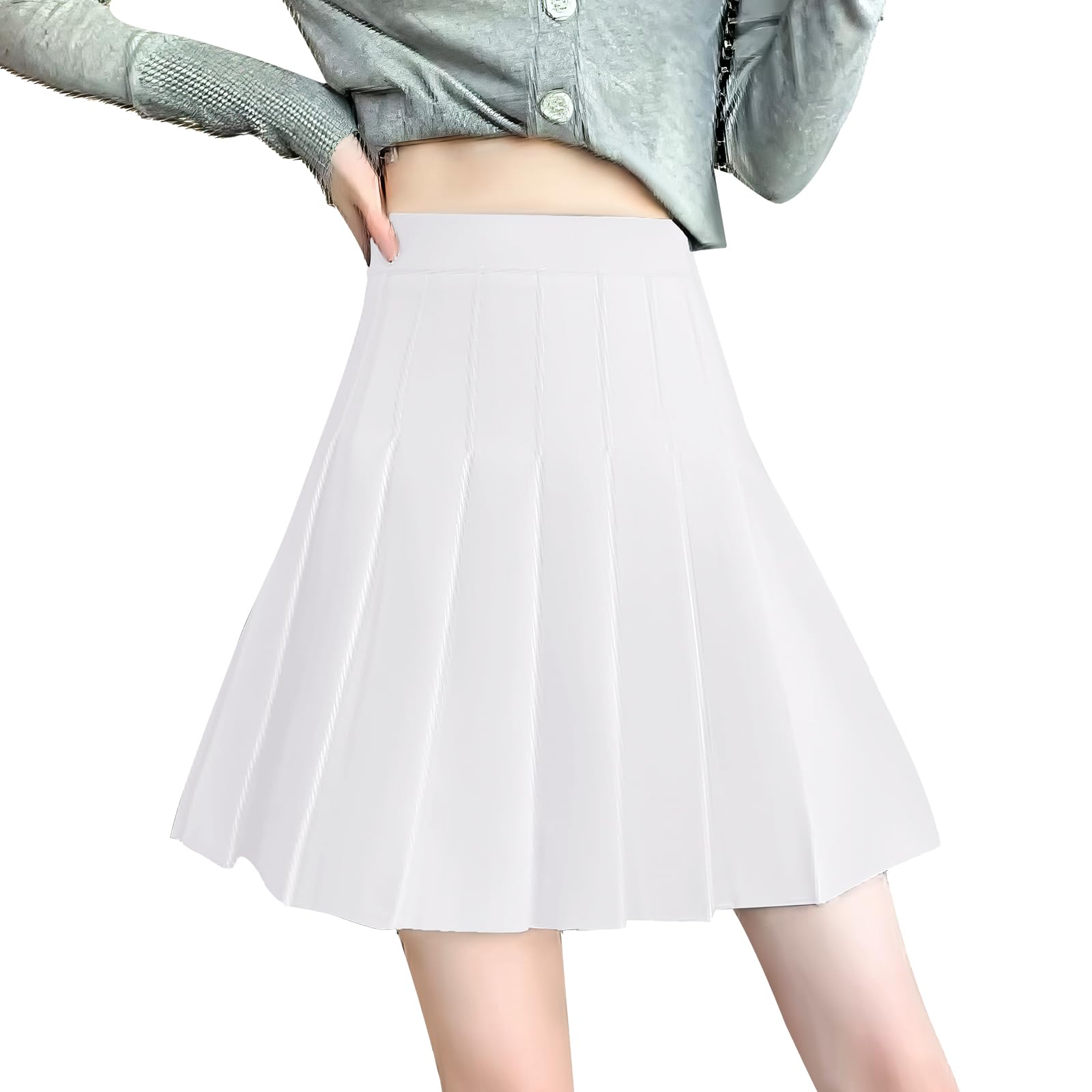 MGizo DtiSpectrum Falda Plisada De Cintura Alta para Mujer Mini Falda Corta para Niñas Faldas De Uniforme Escolar De Tenis Patinador De Color Sólido con Forro Suave
