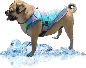 Amazon 冷感犬服夏用 犬用 冷却ベスト 犬用クールベスト 犬用ジャケット 夏 クール 保冷剤 ひんやり 暑さ対策 熱中症対策 着脱簡単 通気性 耐久性 ドッグウェア クール犬用夏服 S 虹 Mysy コート ジャケット 通販