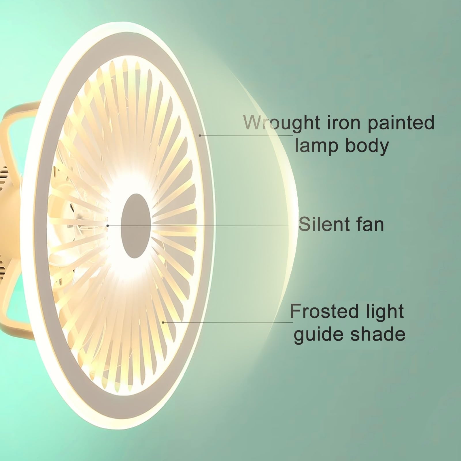 Ventilador de Techo con Mando a Distancia, Moderno Ventilador de Techo Sin Aspas, Iluminación LED Inteligente Regulable, Ventilador de Techo Cerrado, para Sala de Estar, Dormitorio, Cocina(Bianco)