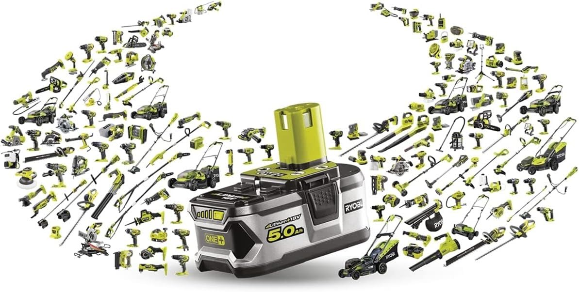 RYOBI – Taladro atornillador de percusión 18 V, 2 velocidades, 50 Nm, 500-1800 rpm, 24 posiciones, portabrocas de 13 mm, incluye 1 batería 2Ah y cargador – R18PD32-1C20G