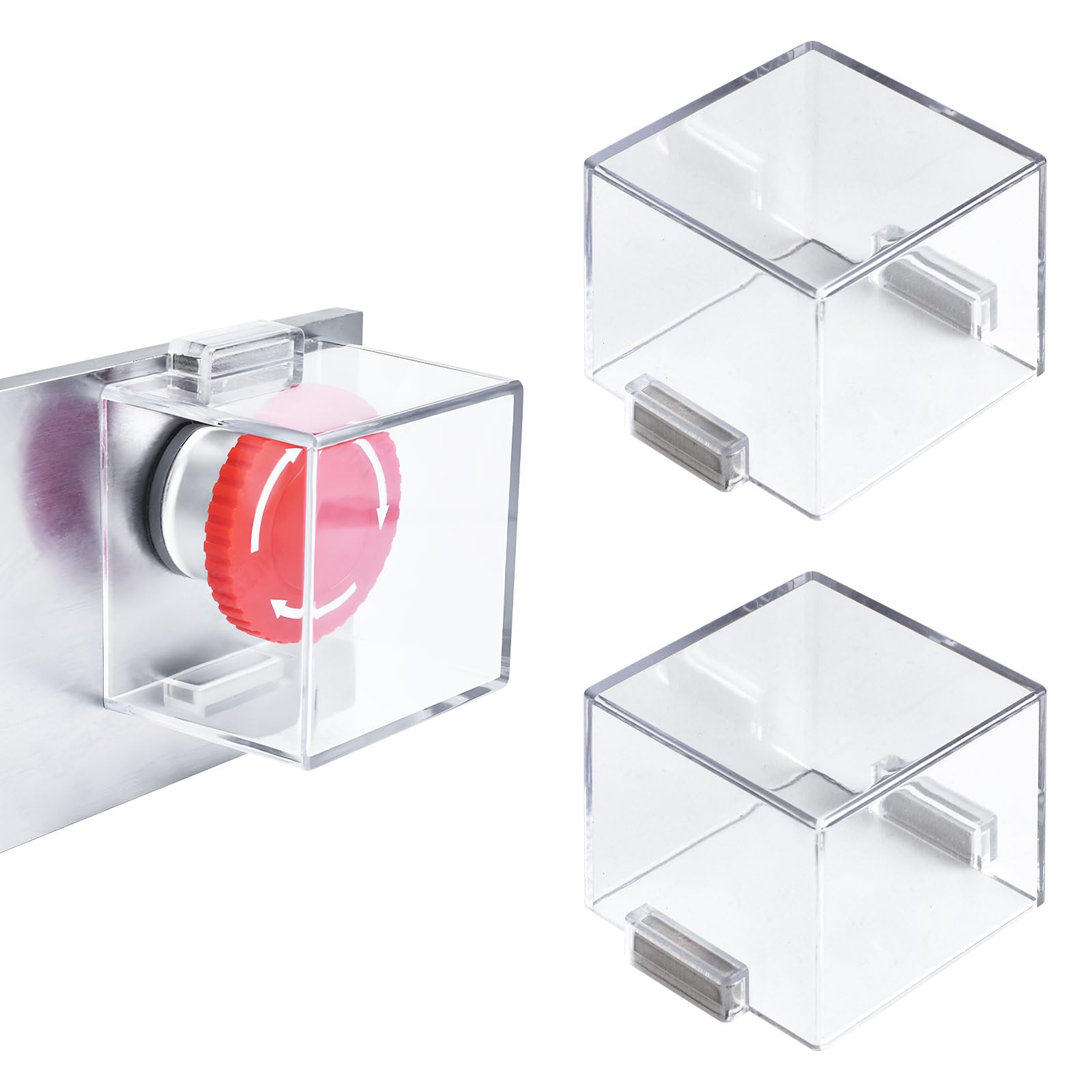 UFURMATE Magnetic Button Switch Cover, 2Pcs Clear Dustproof Switch Safety Cover Square Childproof Protector for Push Button Switches(50mm) — image 1