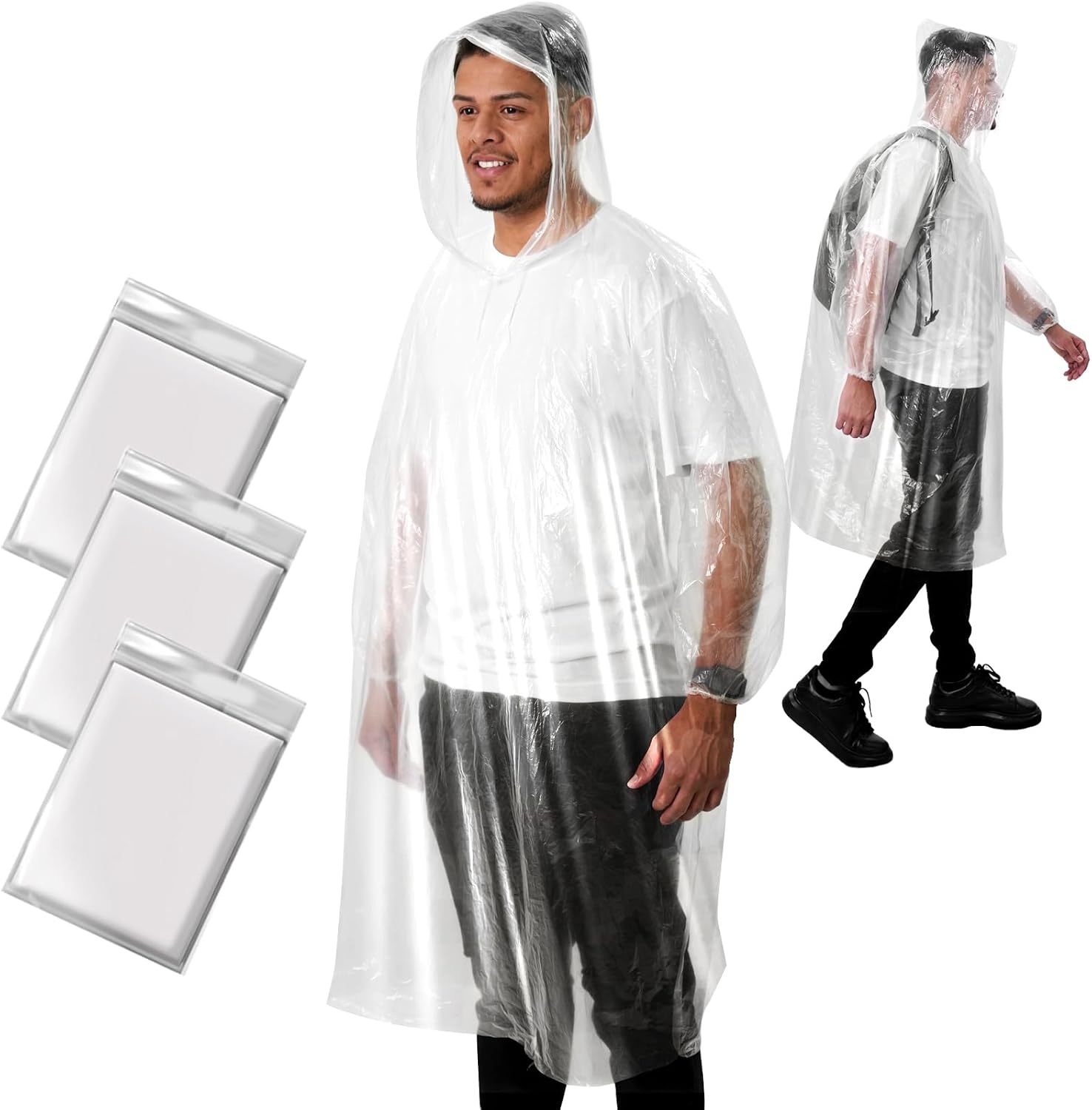 ANYOO Disposable Rain Poncho for Adults Waterproof Emergency Raincoat Lightweight Packable for Outdoor Events Hiking & Travel