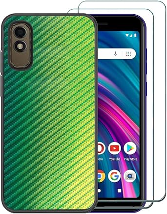 for BLU C5L Max 2024 Case with Screen Protector, BLU C5L Max Case, Colorful Gradient Wave Pattern Ultra Slim Thin Flexible Protection Silicone Case for BLU C5L Max/BLU C5 Max 5.7" -Green