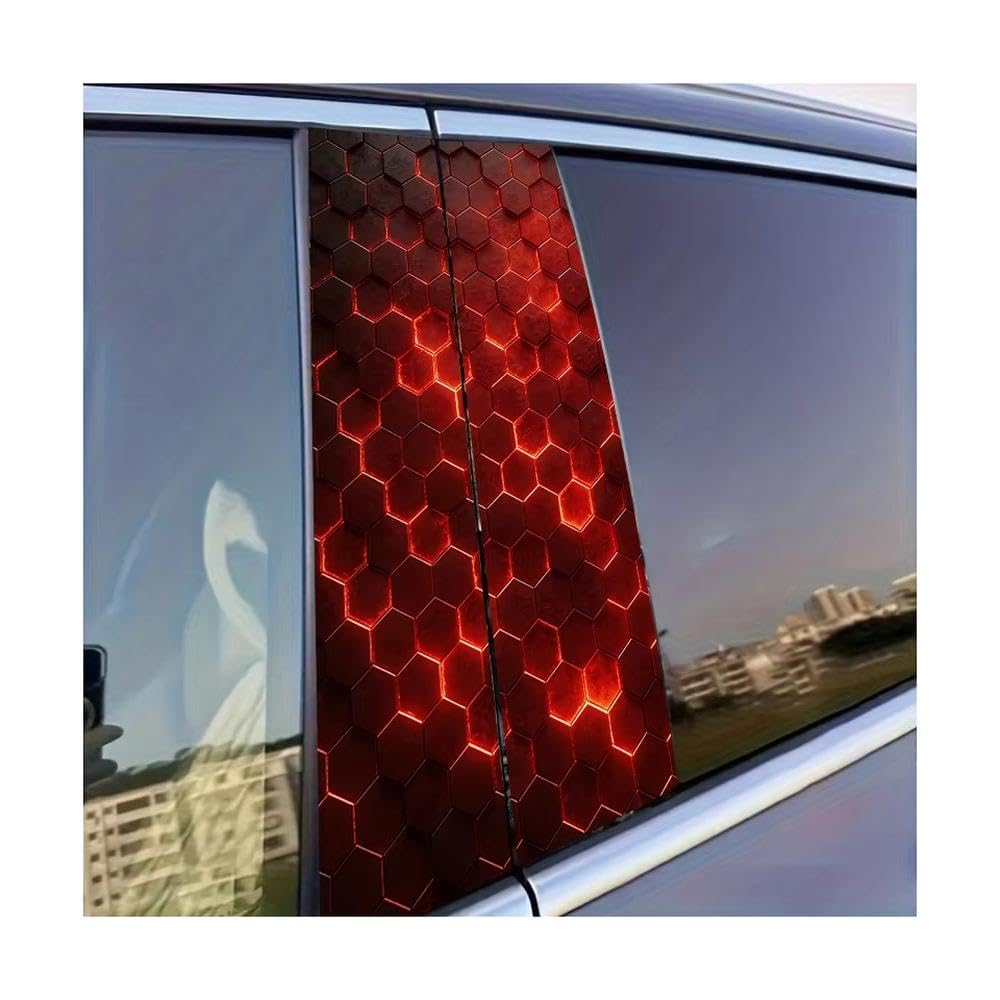 Dabhuoc One Color Car Parts 2 Pcs Car Door Post Decals Honeycomb Pattern Glossy Material Protective Film