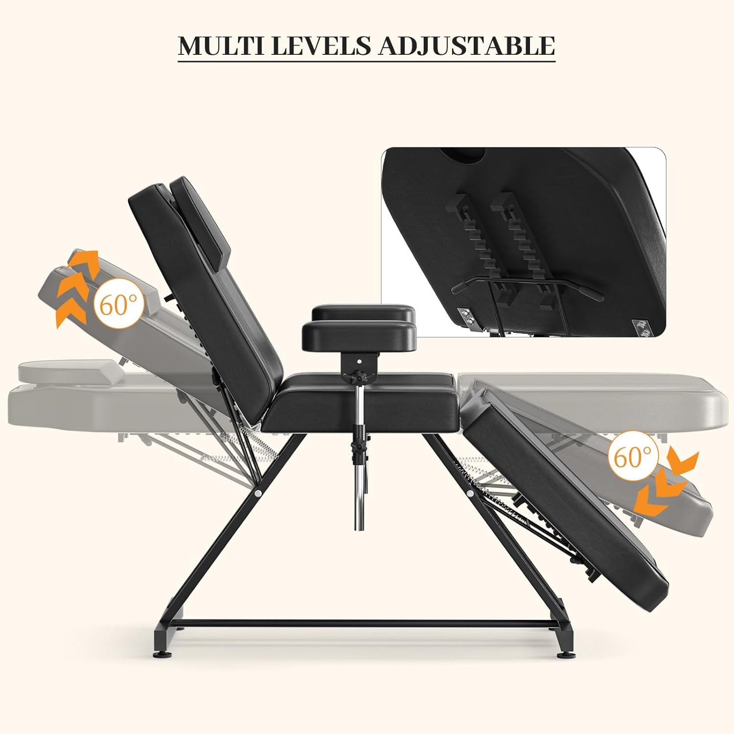 Facial Tattoo Chair for Client, Esthetician Lash Bed for Beauty Salon with Drafting Chair,Massage Table Multipurpose Comfortable Spa Bed for Tattoo, Artist, Waterproof Leather (Black)