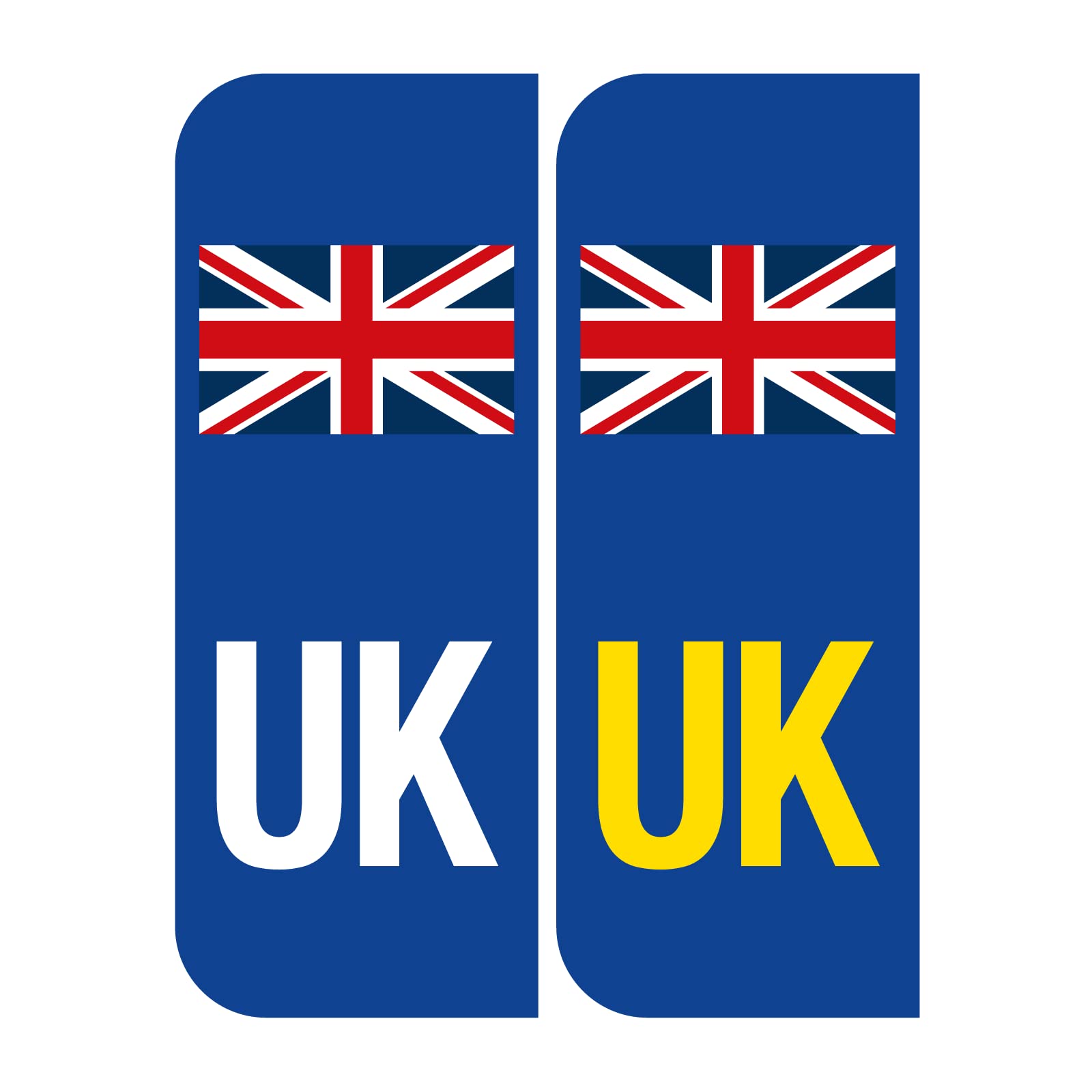 stika.co Pair of Road Legal United Kingdom Symbol Car Reflective Vinyl Stickers, Number Plate Decal for European Roads After Brexit - UK Flag Stickers (1 Pair (Front + Back), White)