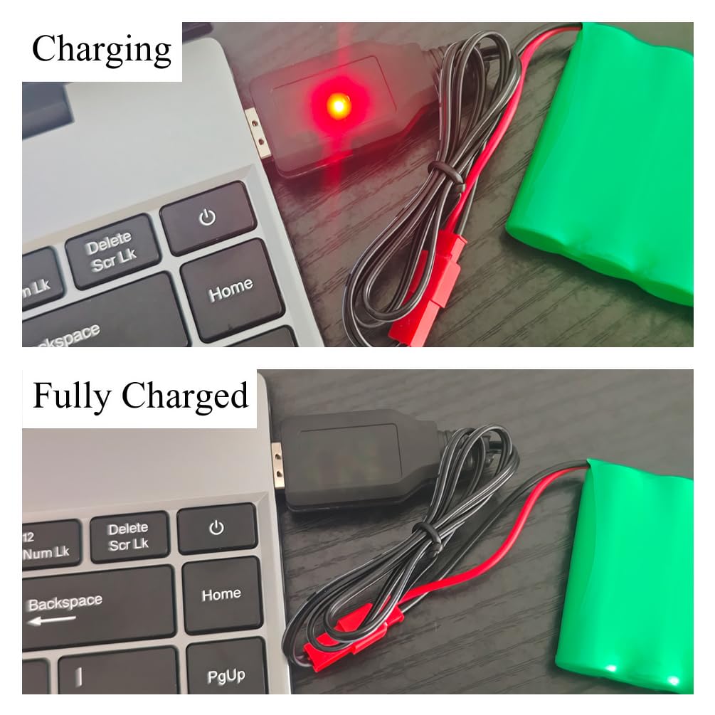 YUNIQUE Batteria Ricaricabile 7.2V 2400mAh NiMH Per Auto RC – Connettore Tamiya KET 2P, Cavo USB Incluso, 6 Celle AA