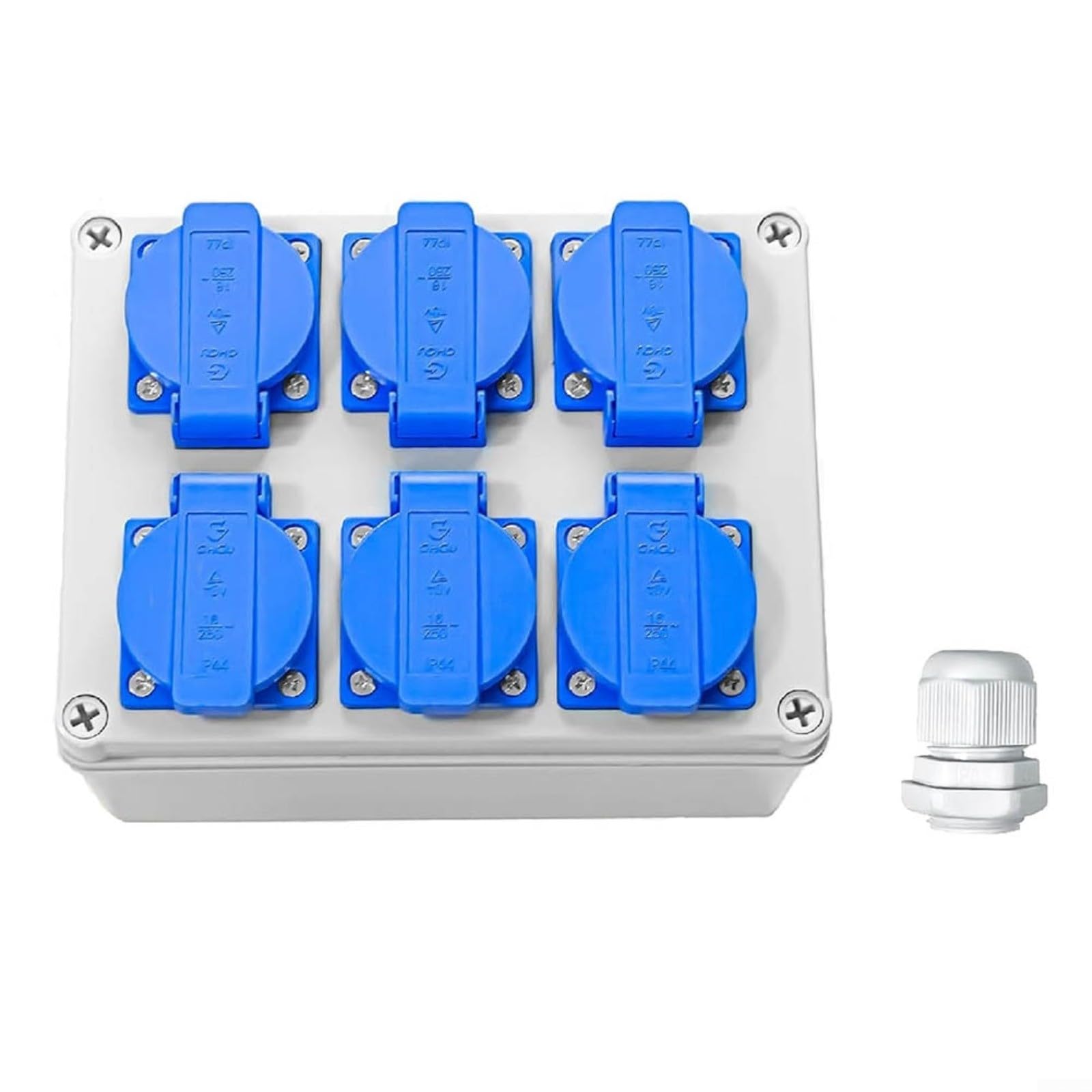 Distribuidor de corriente para construcción IP44 exterior con 6 enchufes Schuko 230 V 16 A gris 8