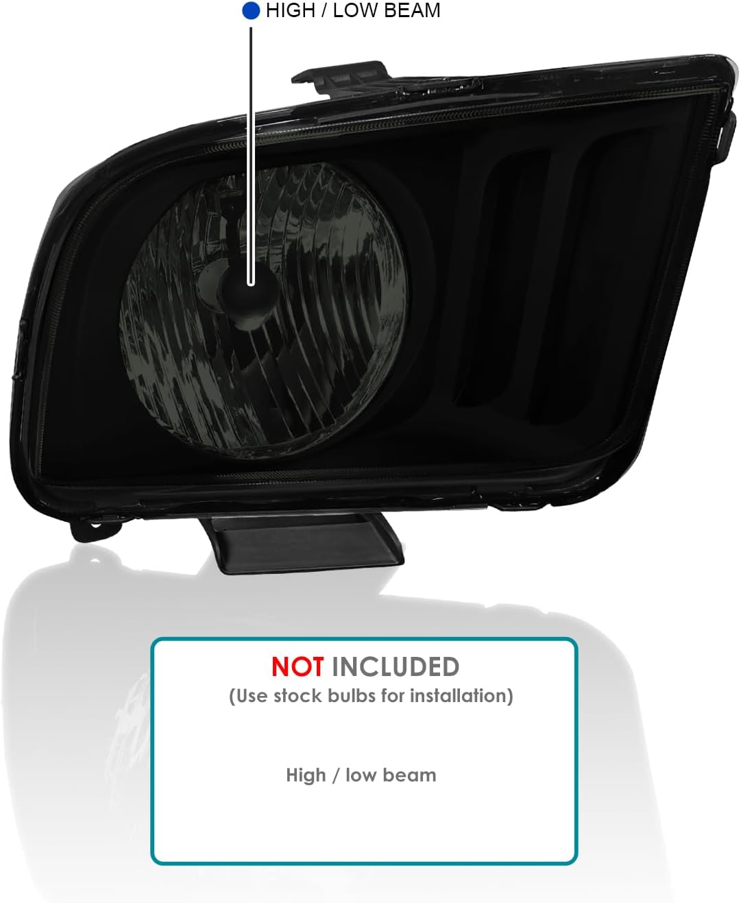 SPEC-D TUNING Black Smoke Headlights Compatible with 2005-2009 Ford Mustang, Left + Right Pair Headlamps Assembly