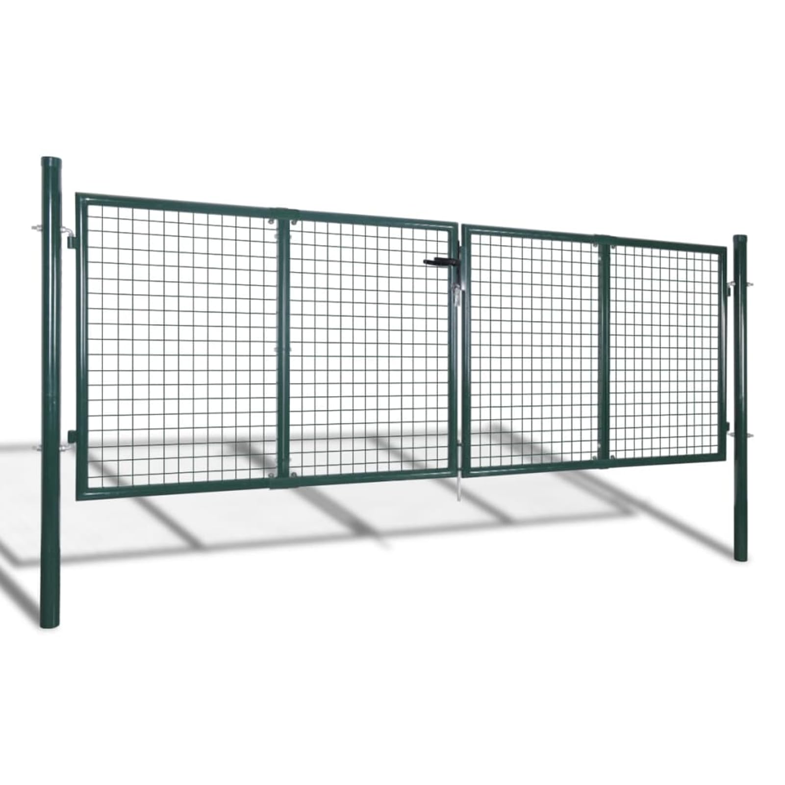 Ciemnozielona brama ogrodowa ze stali ocynkowanej – 306 x 125 cm, żywica antykorozyjna, wejście na zewnątrz, metalowa brama ogrodzeniowa do domu i ogrodu