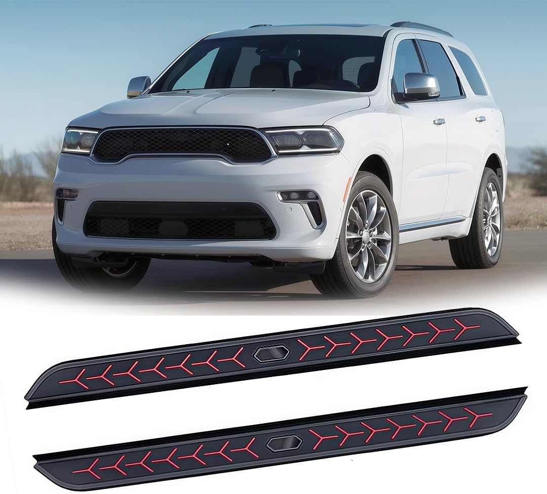 2Pcs Heavy Duty Side Steps Running Board Fits for Dodge Durango 2018-2024 2025 2026 Includes Mounting Brackets Fixed Foot Step Pedal Rail Board Stair (Black + Red)
