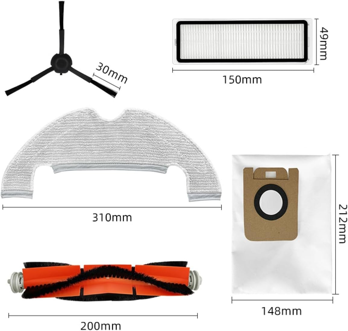 Accessories Kit for Dreame Bot D10 Plus RLS3D / Z10 Pro / L10 Plus Robot Vacuums, 1 Main Brush, 2 HEPA Filter, 4 Side Brush, 4 Dust Bag, 2 Mop Cloth, RLS3D Replacement Parts Spare Repair Attachments